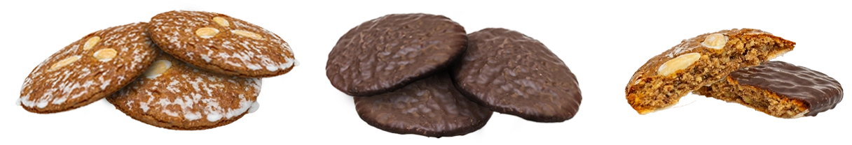 Abbildung mit je 3 Lebkuchen Elisen- und Schokolade