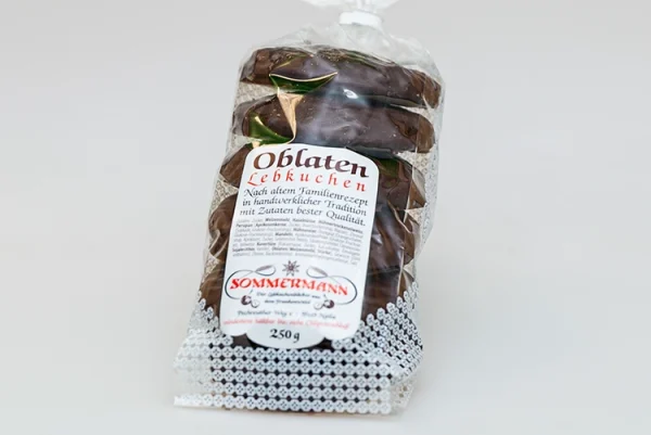 In Cellophan verpackte schokolierte Oblaten-Lebkuchen